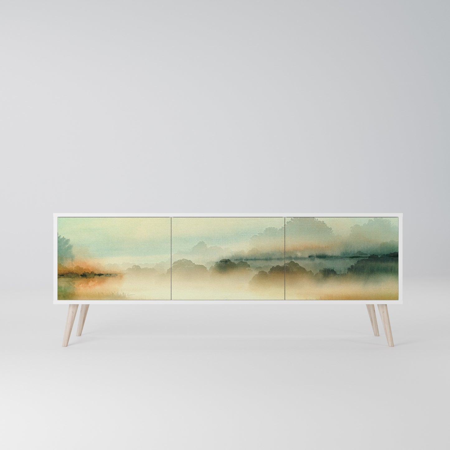 MORNING BY THE LAKE 3-Door TV Stand in White Finish