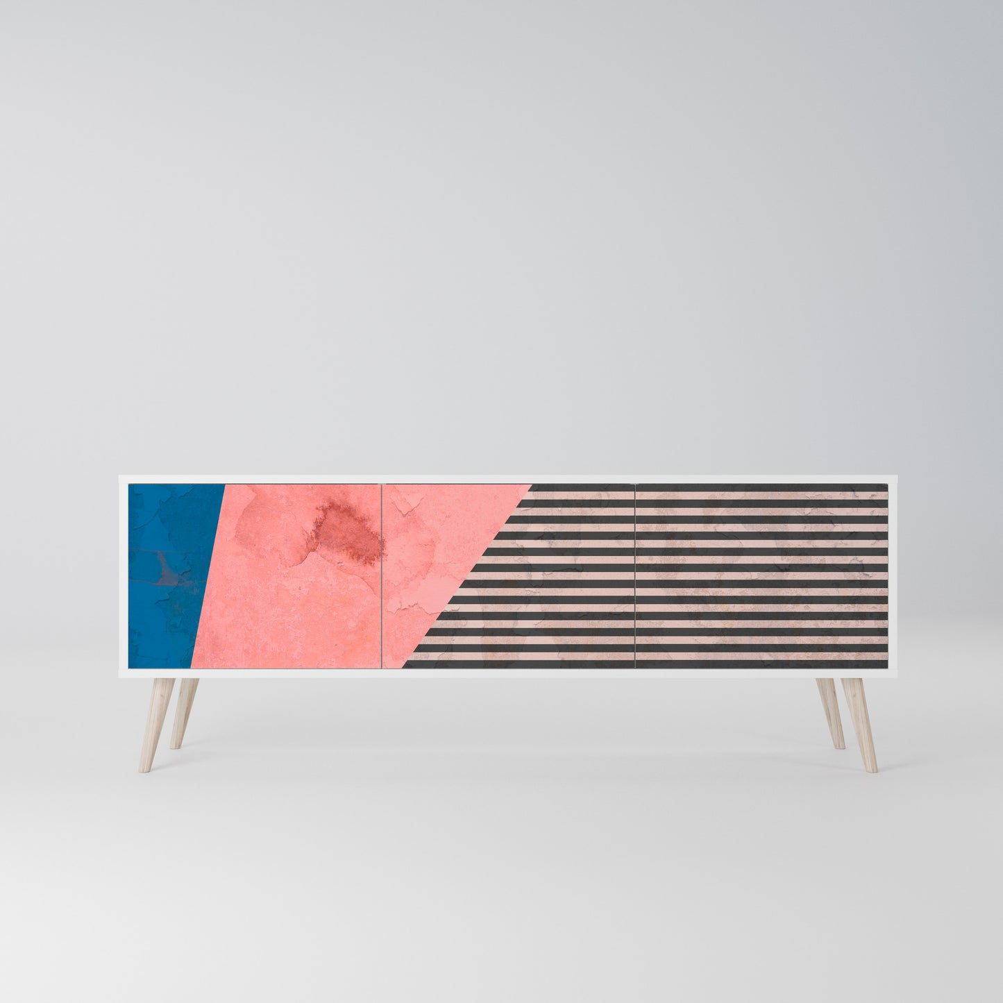 GLAMOROUS STRIPE Mobile TV a 3 Ante in Finitura Bianca