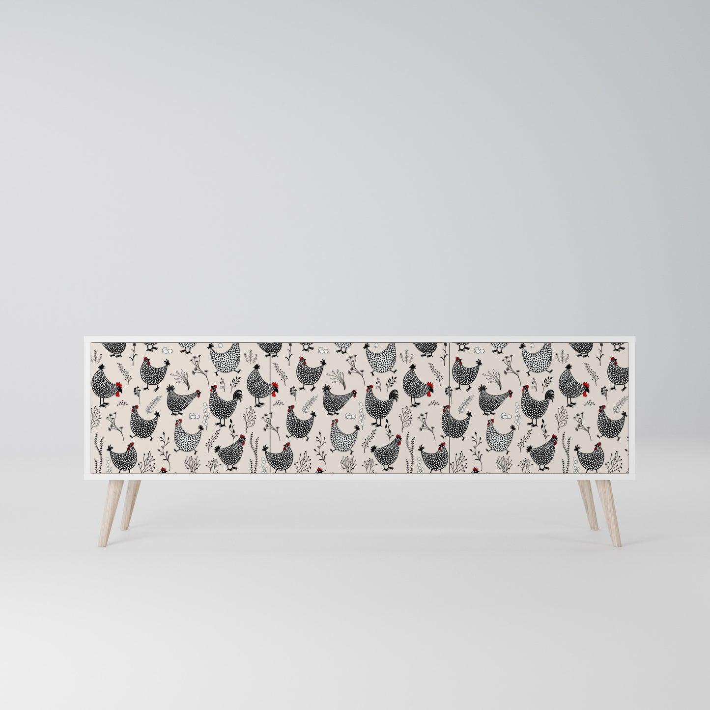 HAPPY HENS Mobile TV a 3 Ante in Finitura Bianca