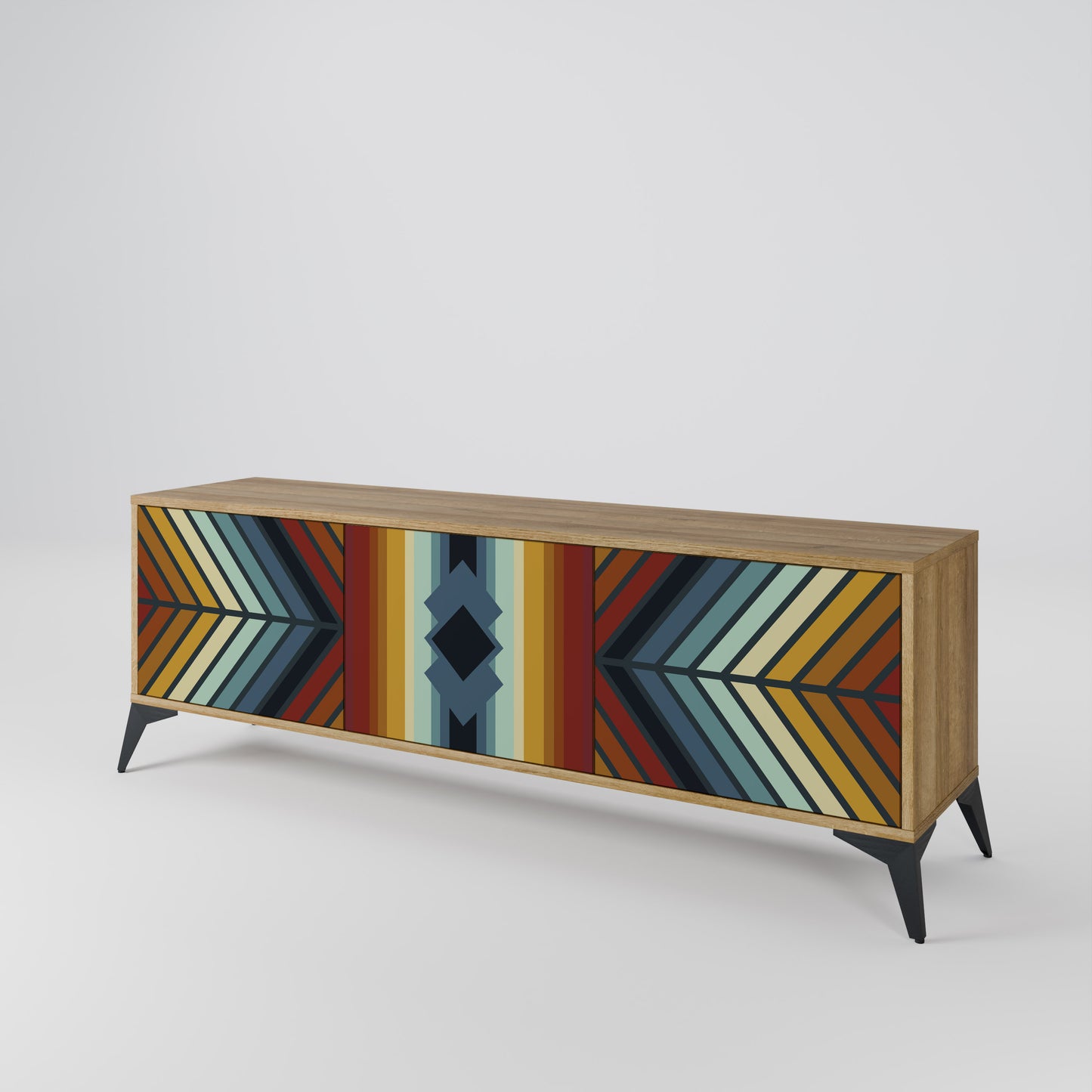 Mobile TV INDIGENO ZIGZAG a 3 ante in effetto rovere