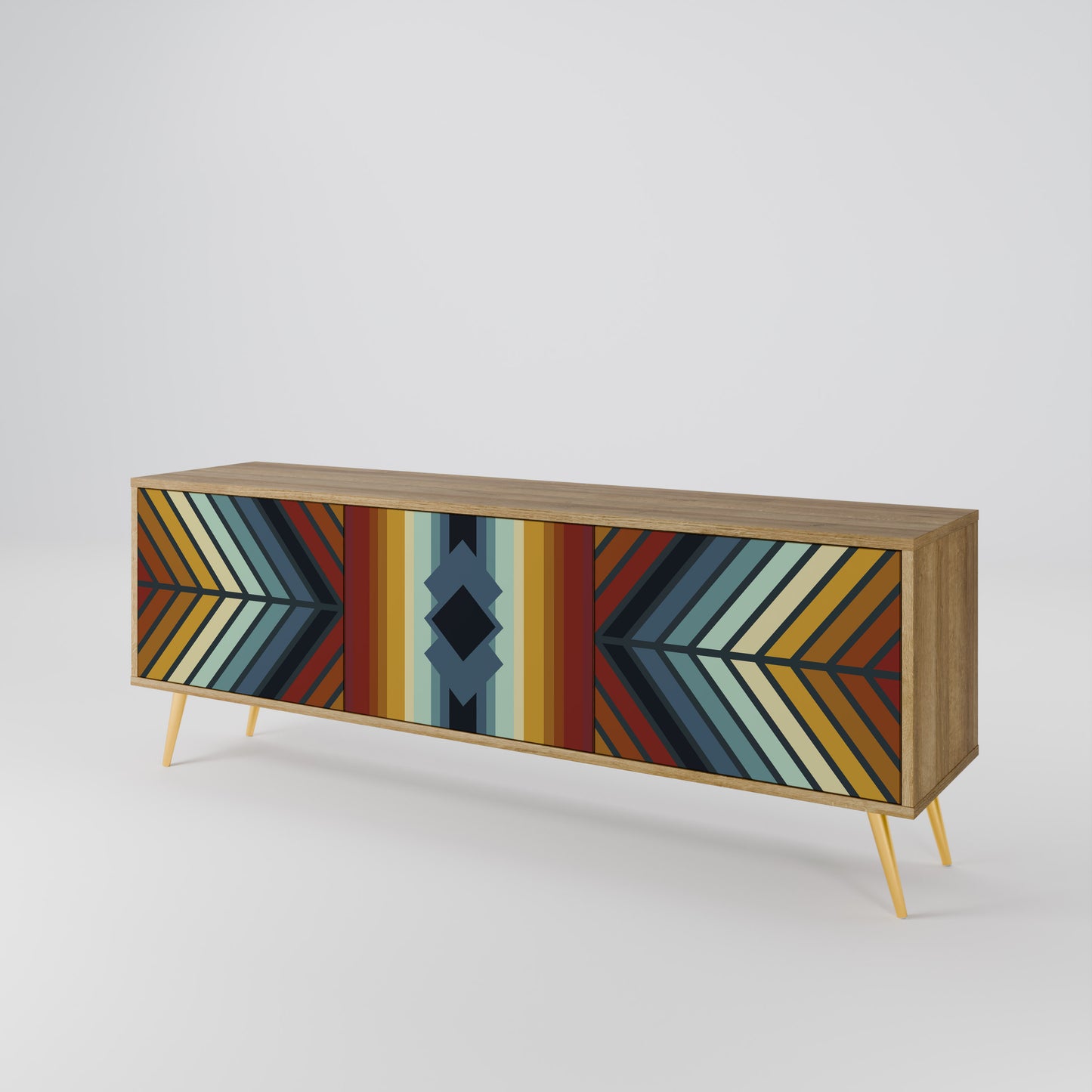 Mobile TV INDIGENO ZIGZAG a 3 ante in effetto rovere
