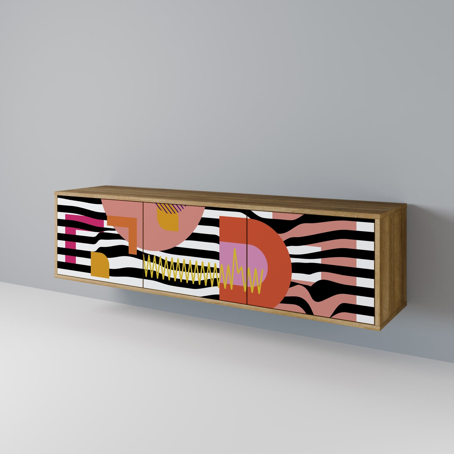 Mobile TV a 3 ante CHROMATIC ABSTRACT in effetto rovere