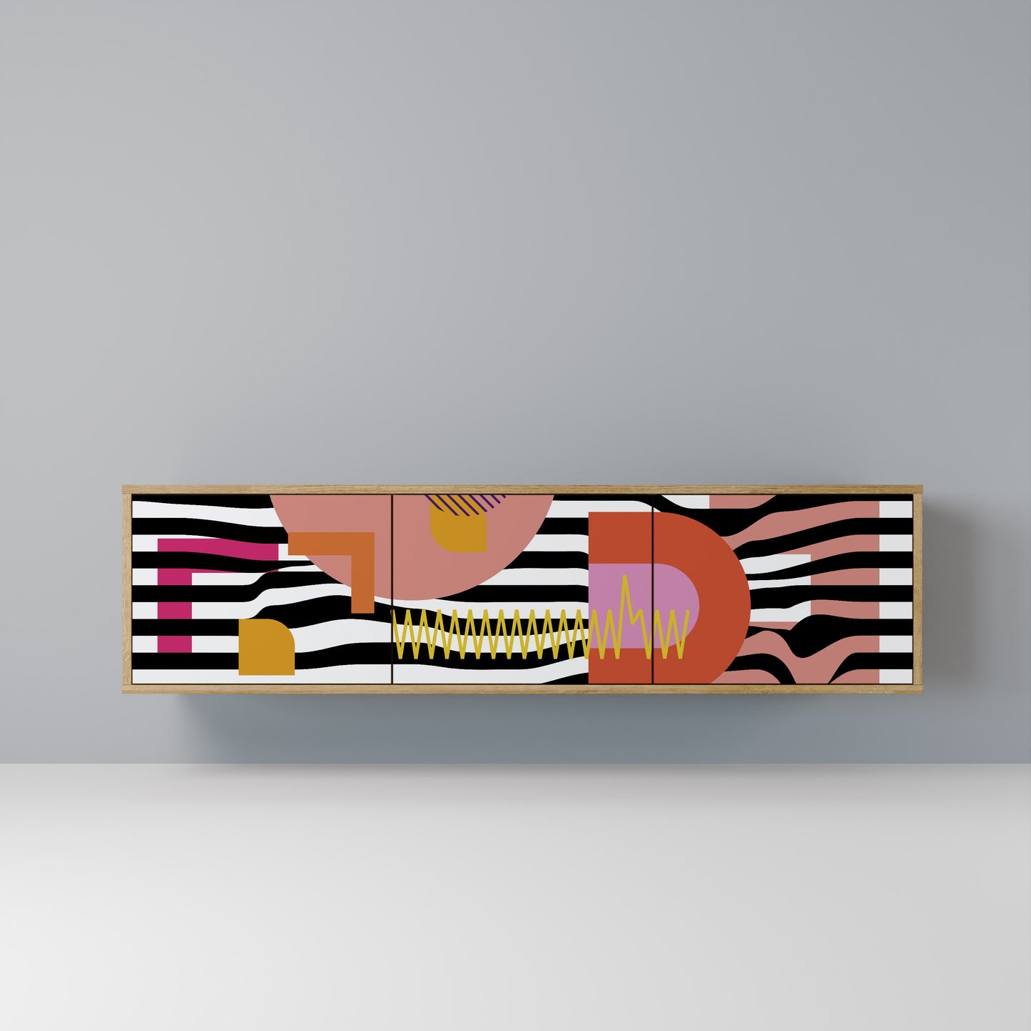 Mobile TV a 3 ante CHROMATIC ABSTRACT in effetto rovere
