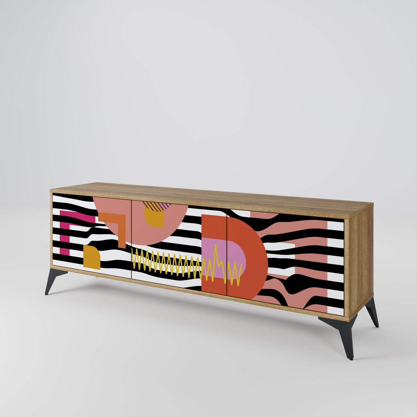 Mobile TV a 3 ante CHROMATIC ABSTRACT in effetto rovere