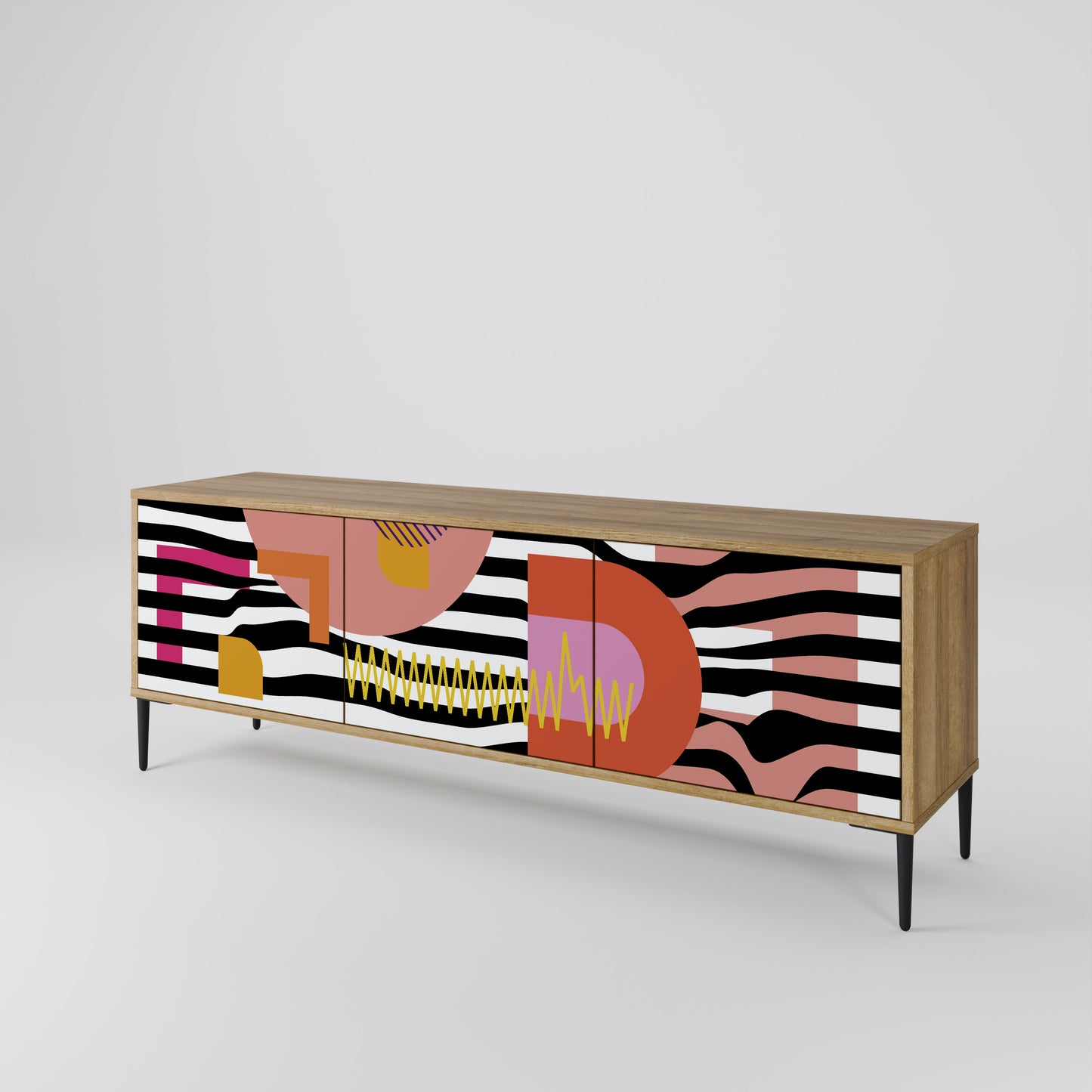 Mobile TV a 3 ante CHROMATIC ABSTRACT in effetto rovere