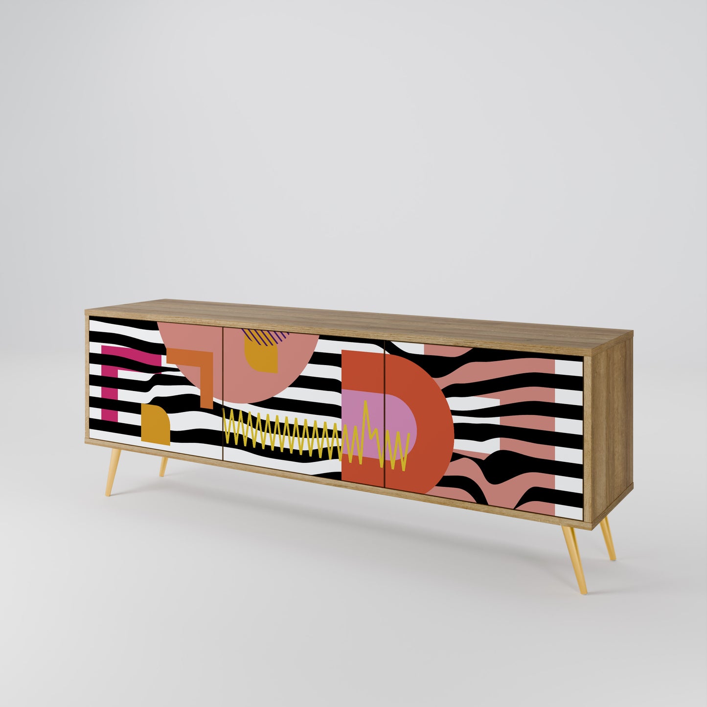 Mobile TV a 3 ante CHROMATIC ABSTRACT in effetto rovere