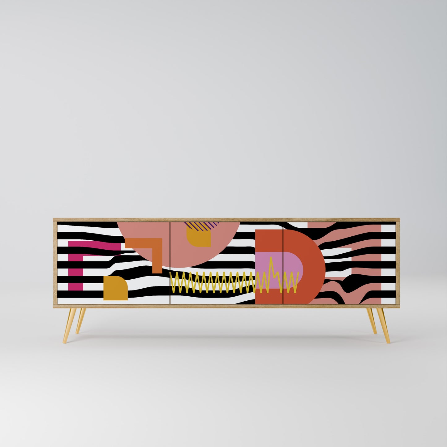 Mobile TV a 3 ante CHROMATIC ABSTRACT in effetto rovere