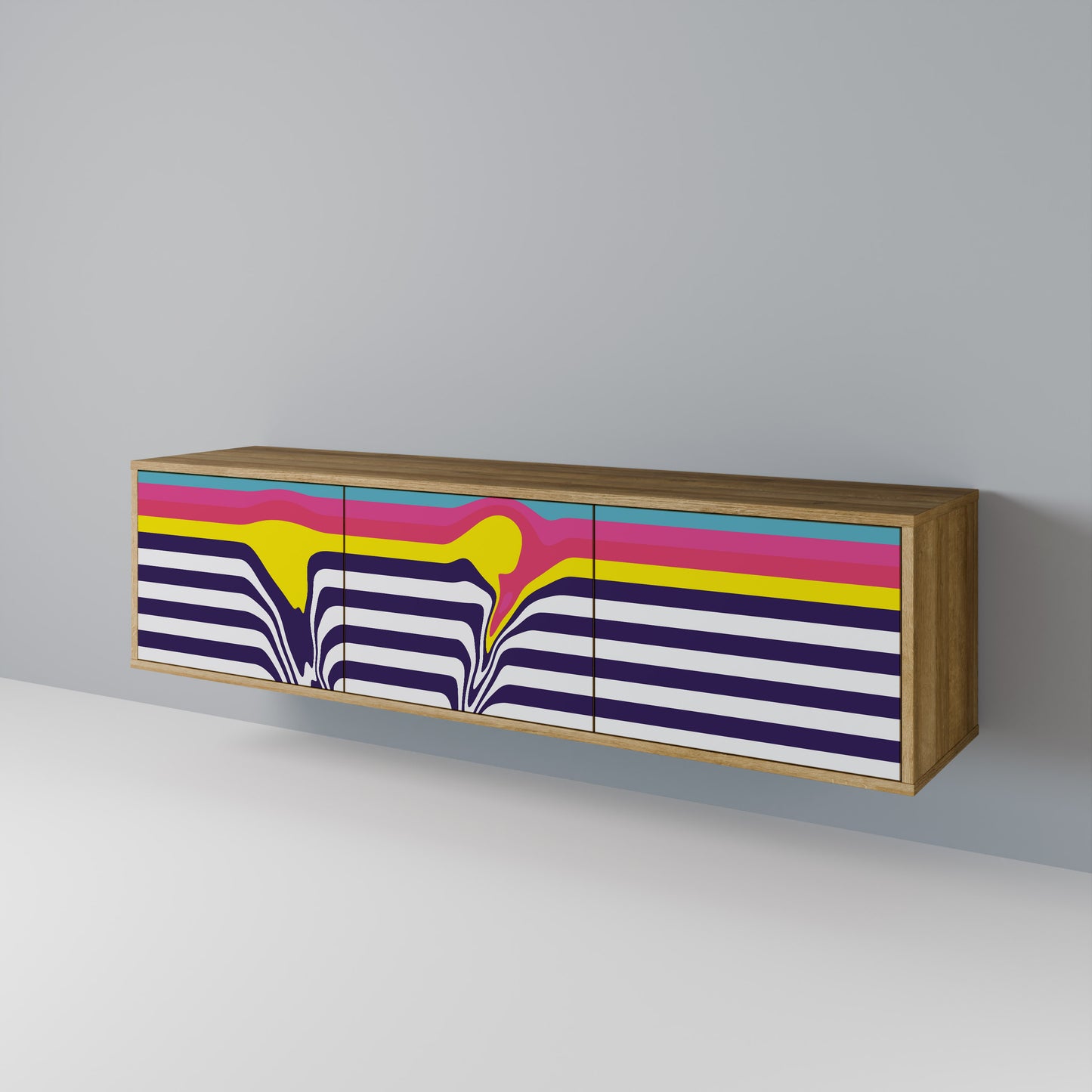 Mobile TV a 3 ante COLORFUL DIVERSION in effetto rovere