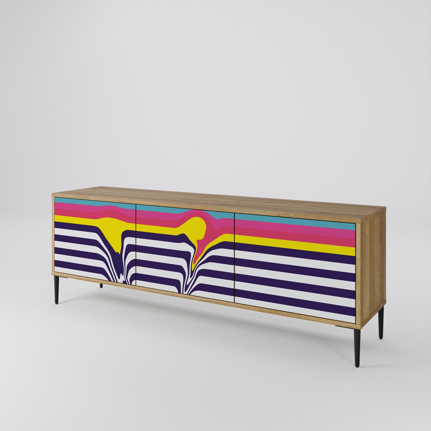 Mobile TV a 3 ante COLORFUL DIVERSION in effetto rovere