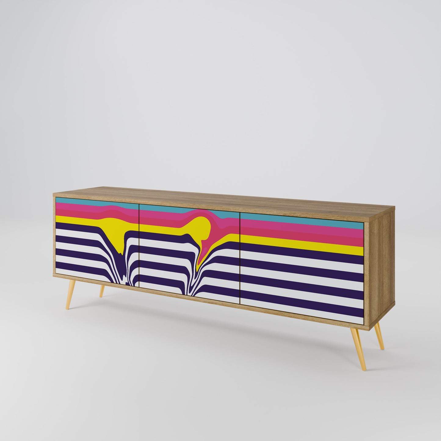 Mobile TV a 3 ante COLORFUL DIVERSION in effetto rovere