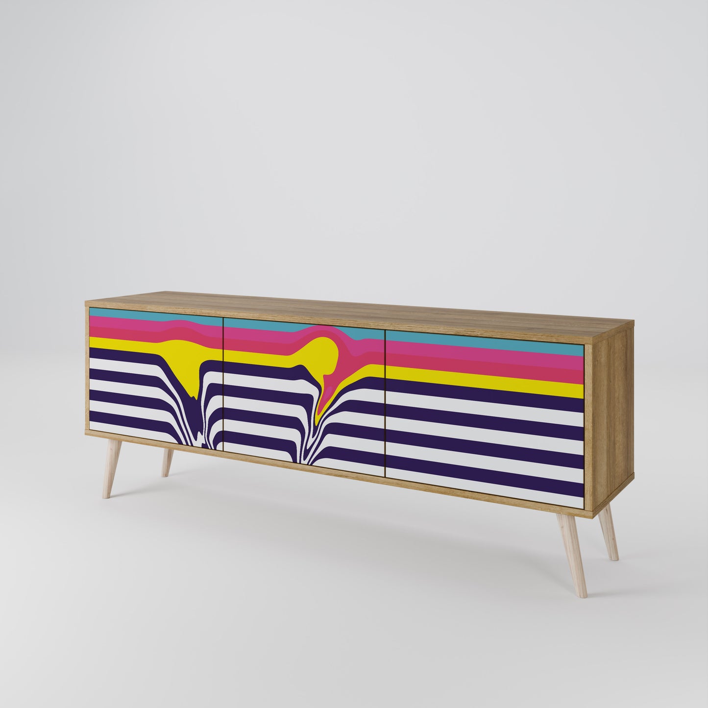 Mobile TV a 3 ante COLORFUL DIVERSION in effetto rovere
