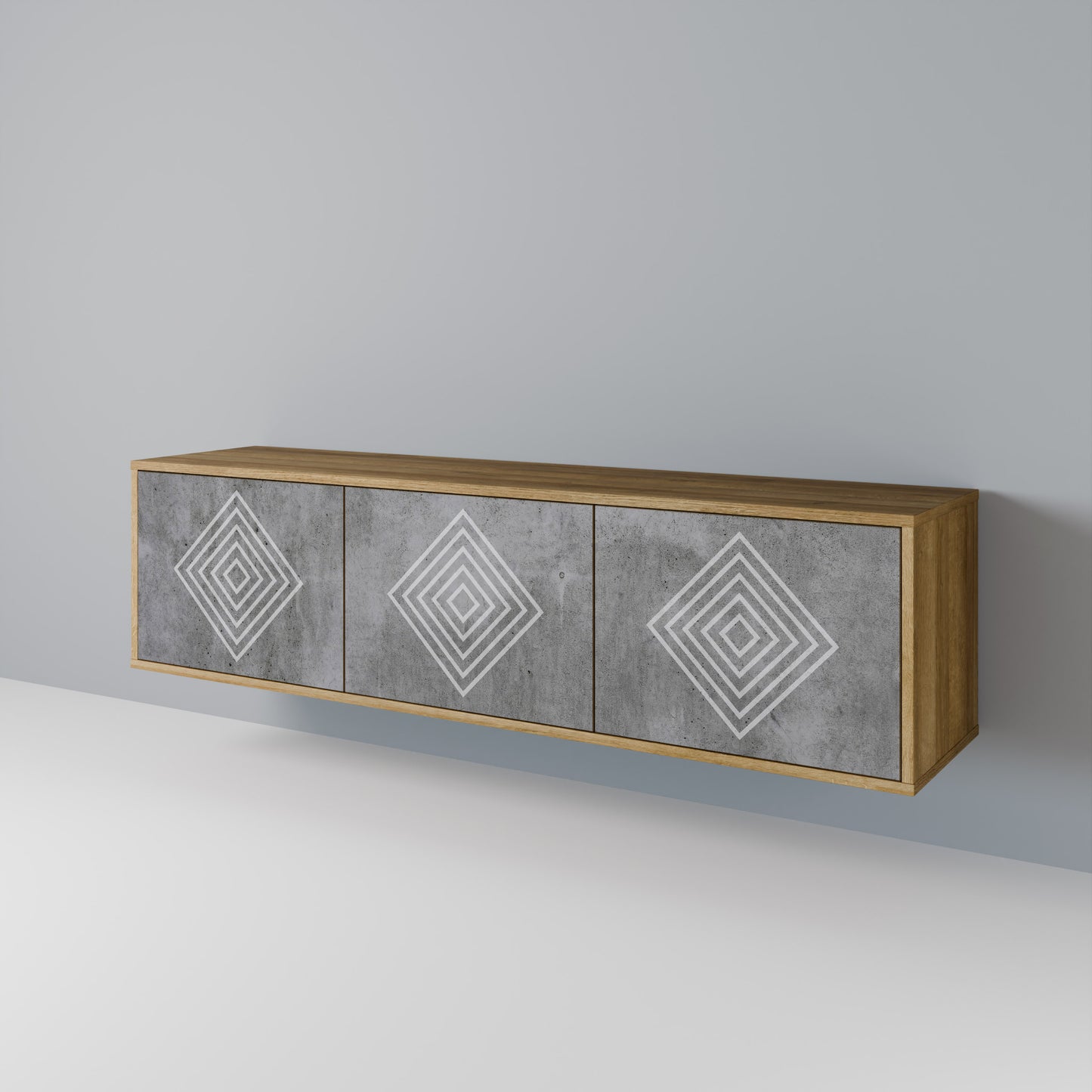 Mobile TV a 3 ante POLYGONAL ARTISTRY in effetto rovere