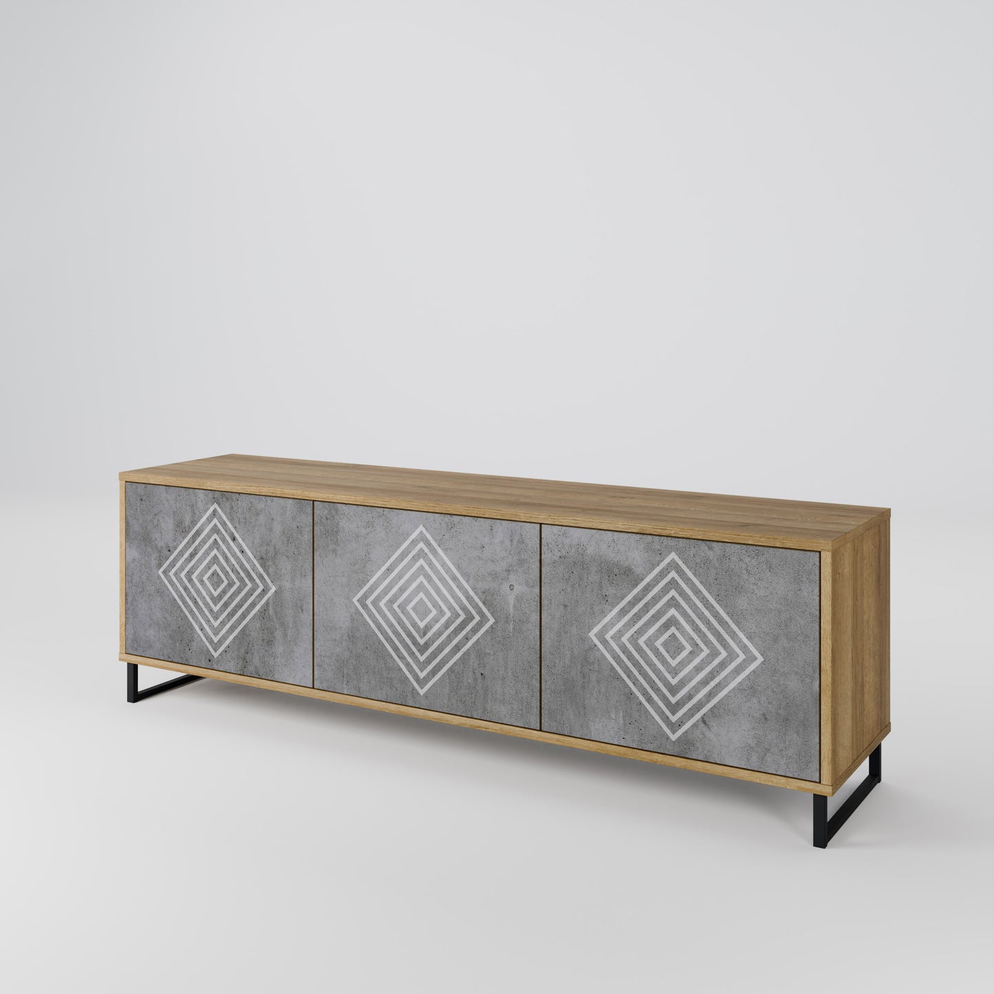Mobile TV a 3 ante POLYGONAL ARTISTRY in effetto rovere