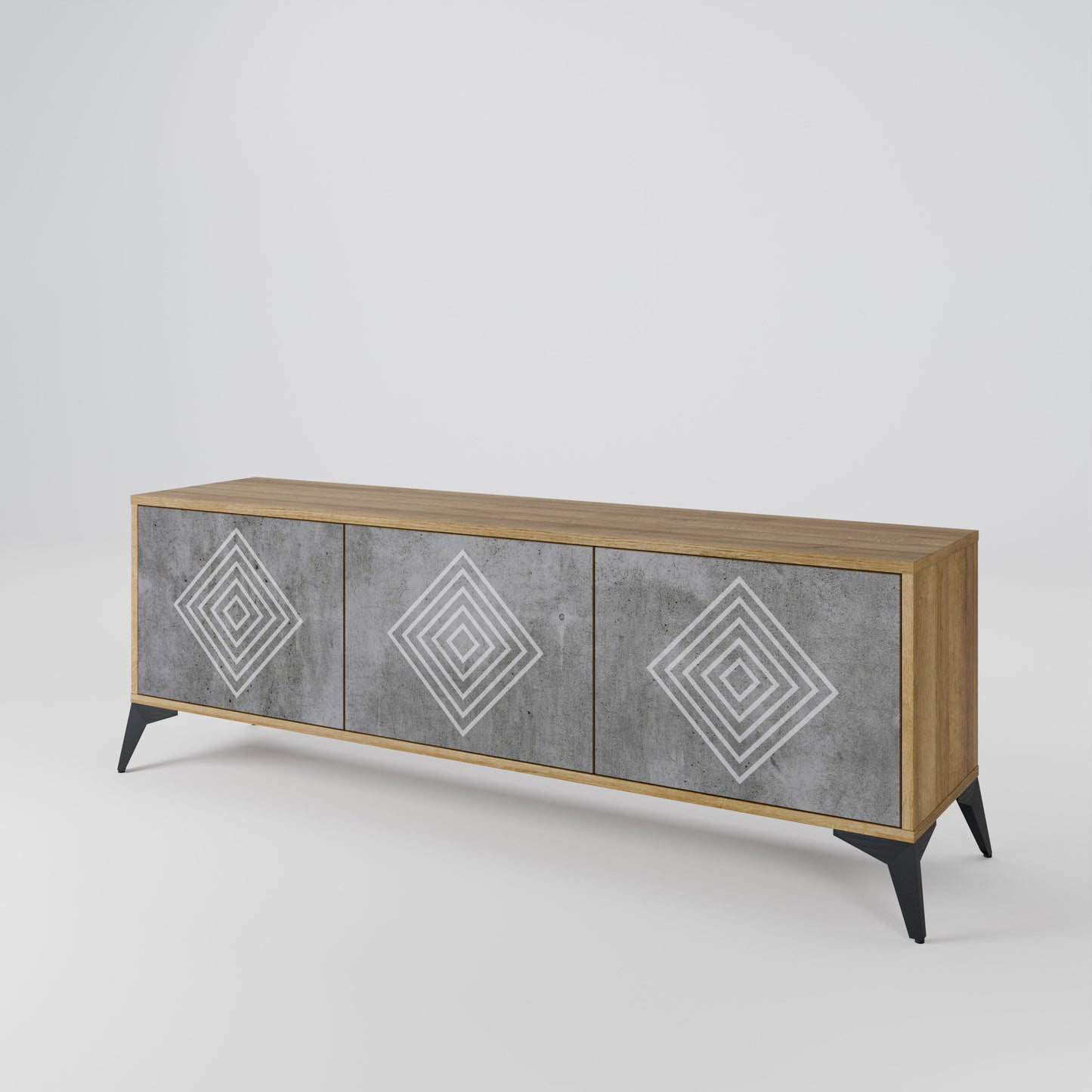 Mobile TV a 3 ante POLYGONAL ARTISTRY in effetto rovere