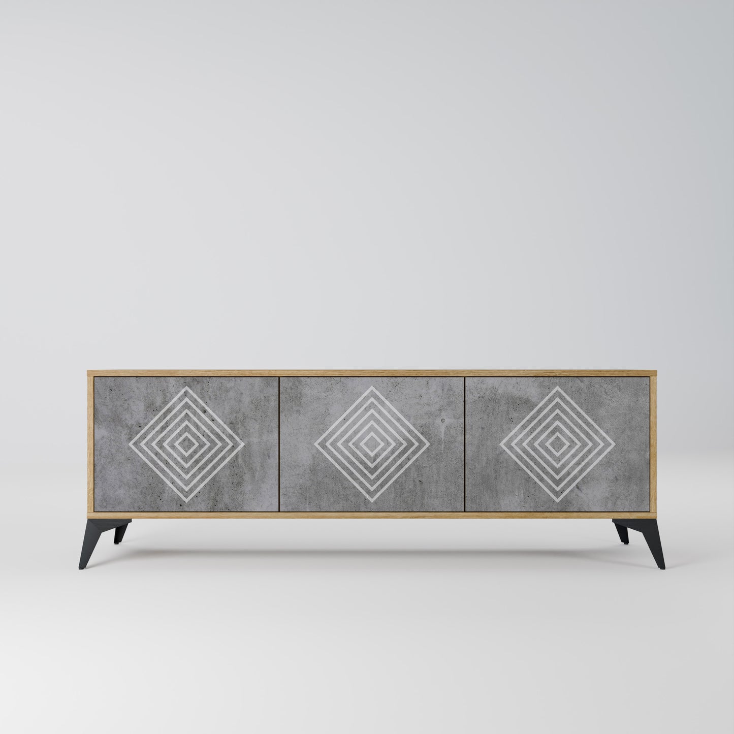 Mobile TV a 3 ante POLYGONAL ARTISTRY in effetto rovere