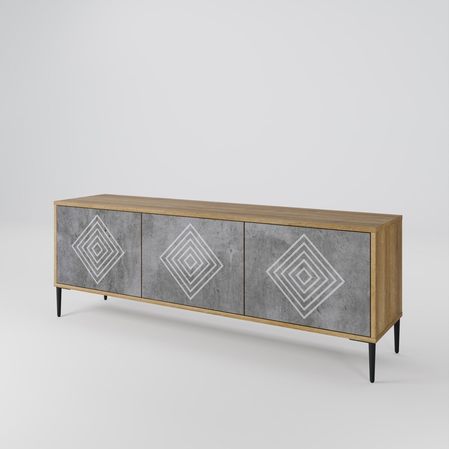 Mobile TV a 3 ante POLYGONAL ARTISTRY in effetto rovere