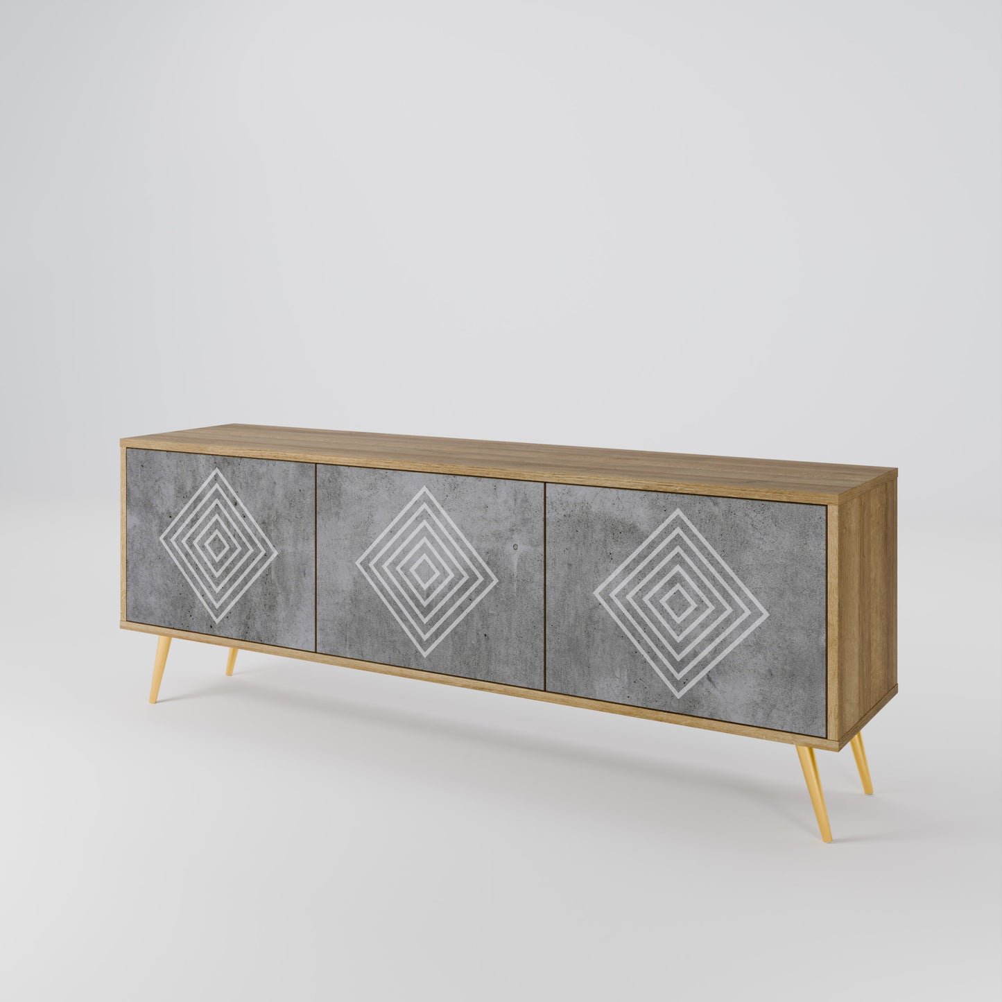 Mobile TV a 3 ante POLYGONAL ARTISTRY in effetto rovere