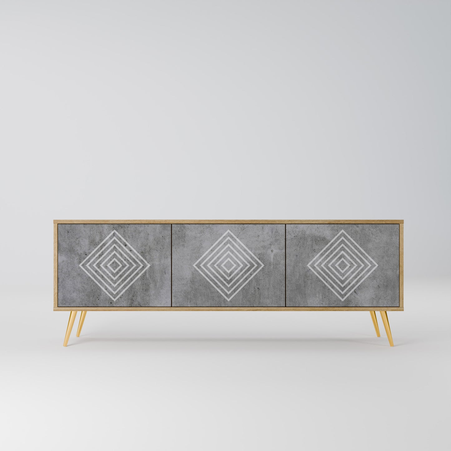 Mobile TV a 3 ante POLYGONAL ARTISTRY in effetto rovere