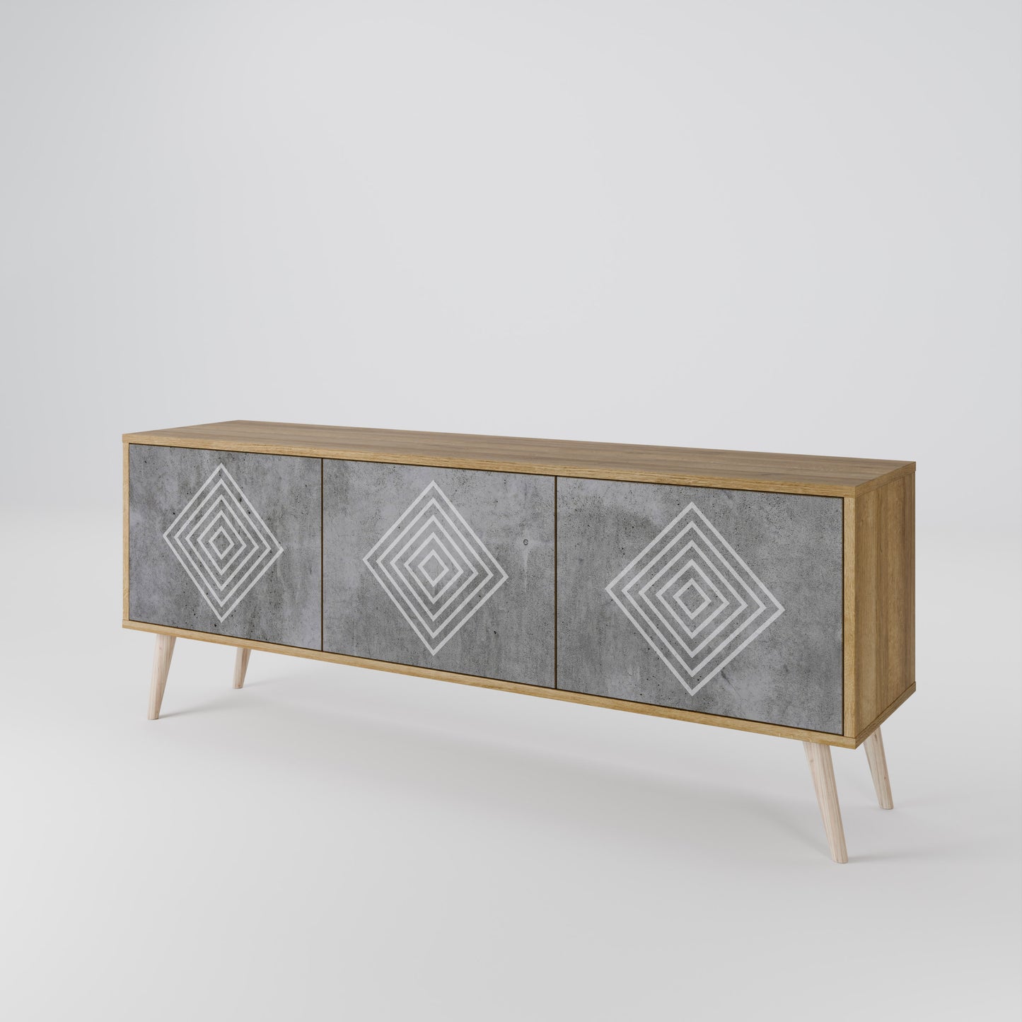 Mobile TV a 3 ante POLYGONAL ARTISTRY in effetto rovere