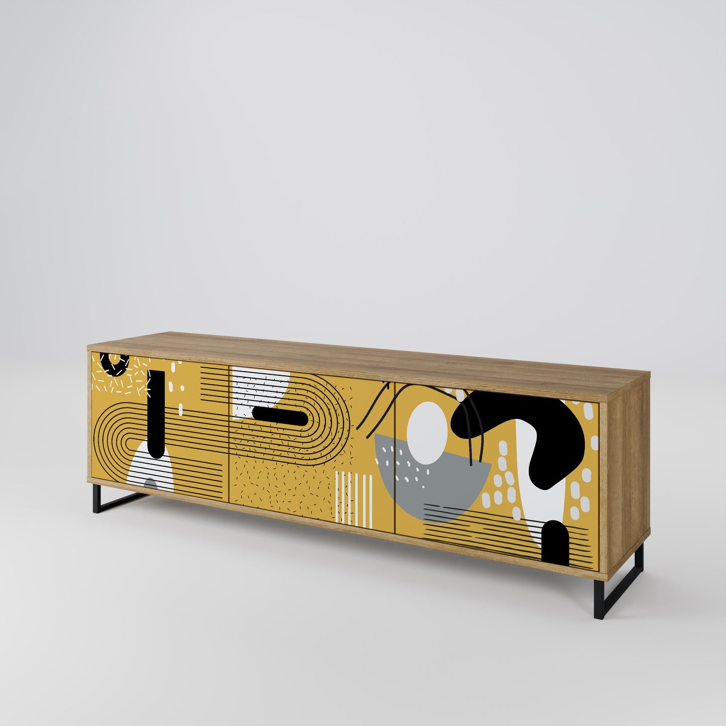 Porta TV a 3 ante SHAPESHIFT SYMPHONY in effetto rovere