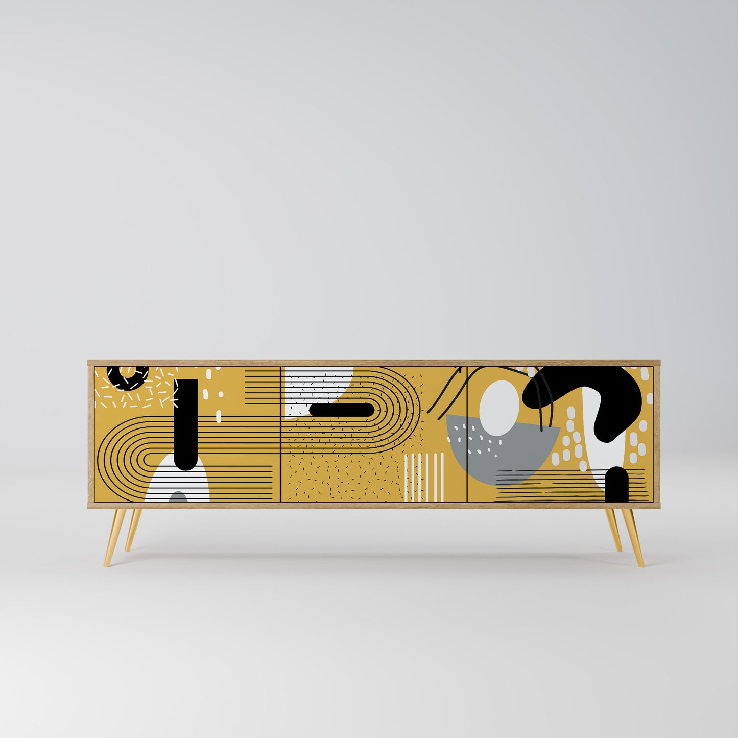 Porta TV a 3 ante SHAPESHIFT SYMPHONY in effetto rovere