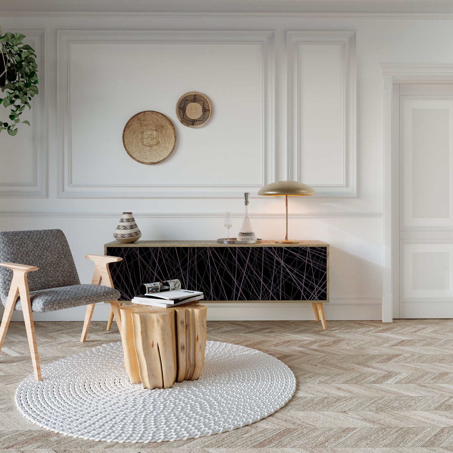 Mobile TV SHIMMER SPIDERGRAM a 3 ante in effetto rovere