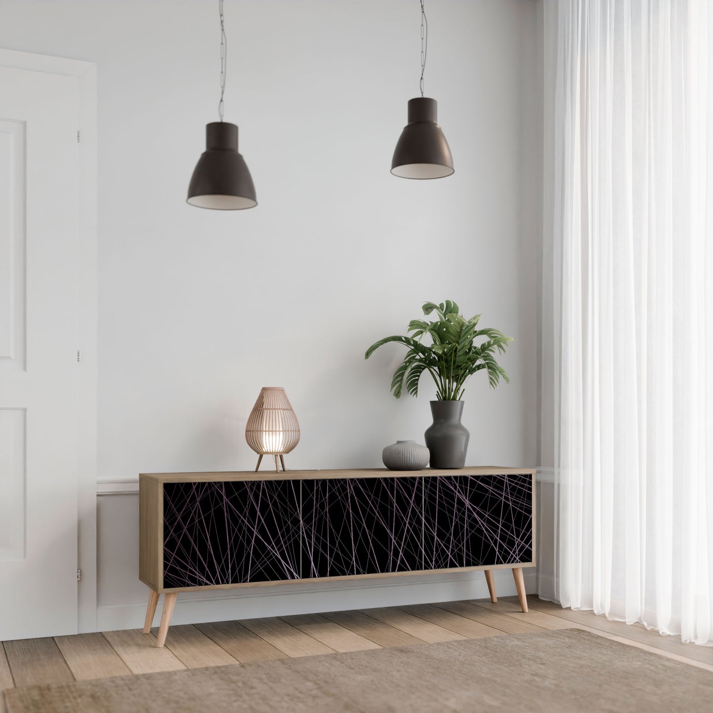 Mobile TV SHIMMER SPIDERGRAM a 3 ante in effetto rovere