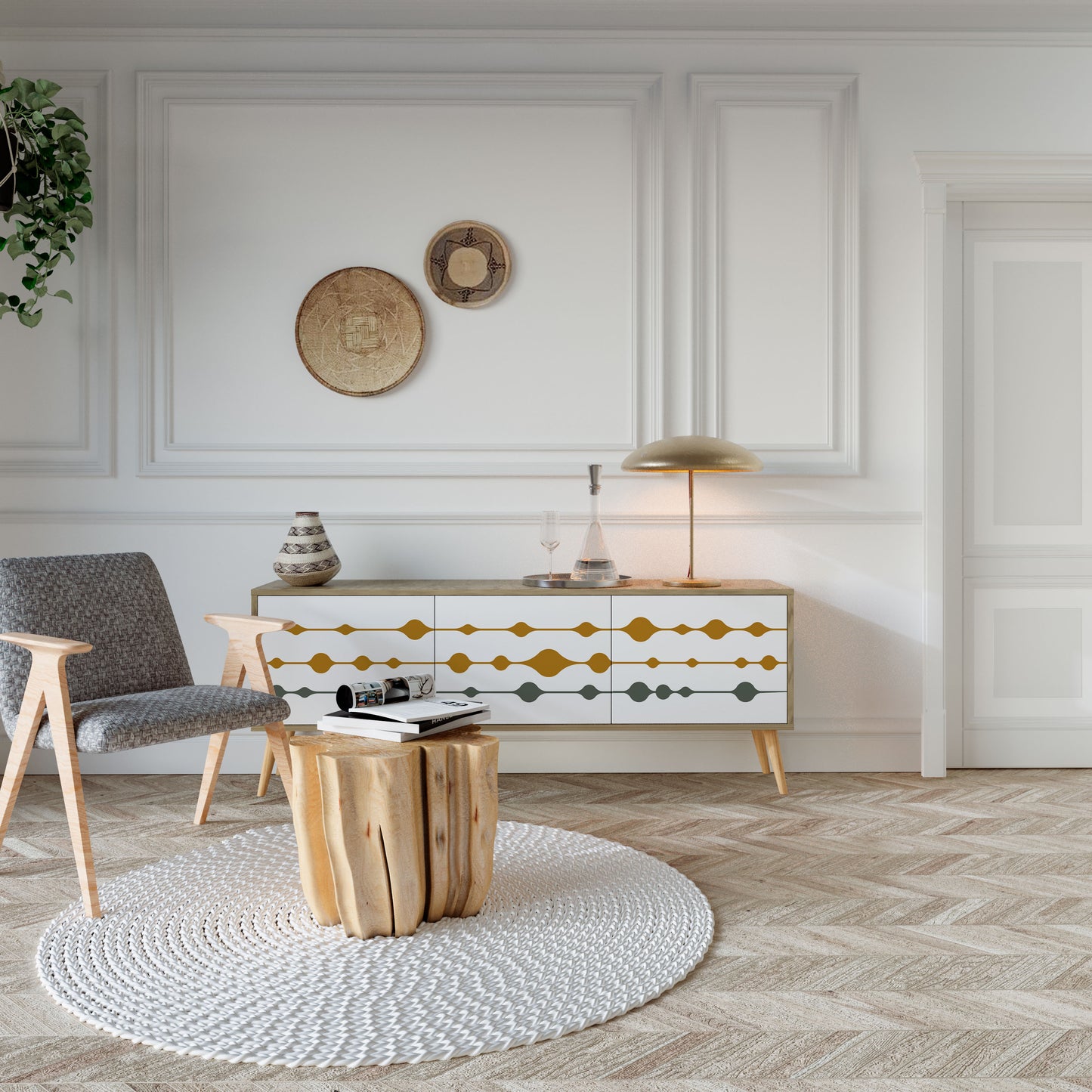 Mobile TV VIVID TONE a 3 ante in effetto rovere