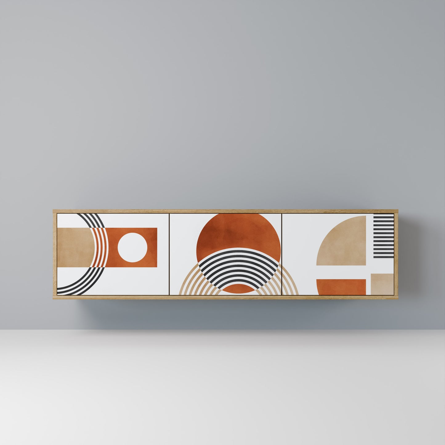 Mobile TV CIRCLE RHYTM a 3 ante effetto rovere