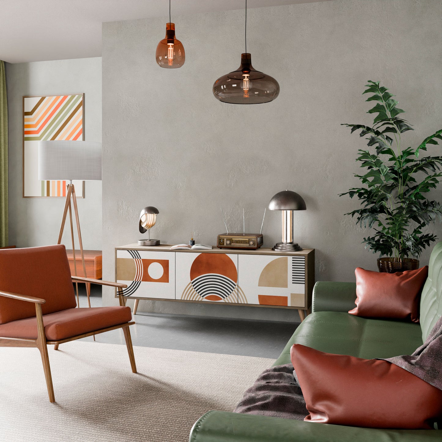 Mobile TV CIRCLE RHYTM a 3 ante effetto rovere