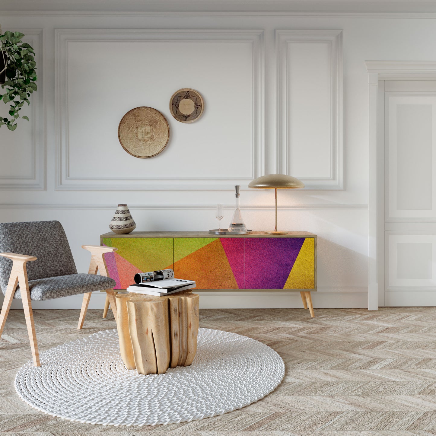 Mobile TV VIVID GEOMETRY a 3 ante in effetto rovere