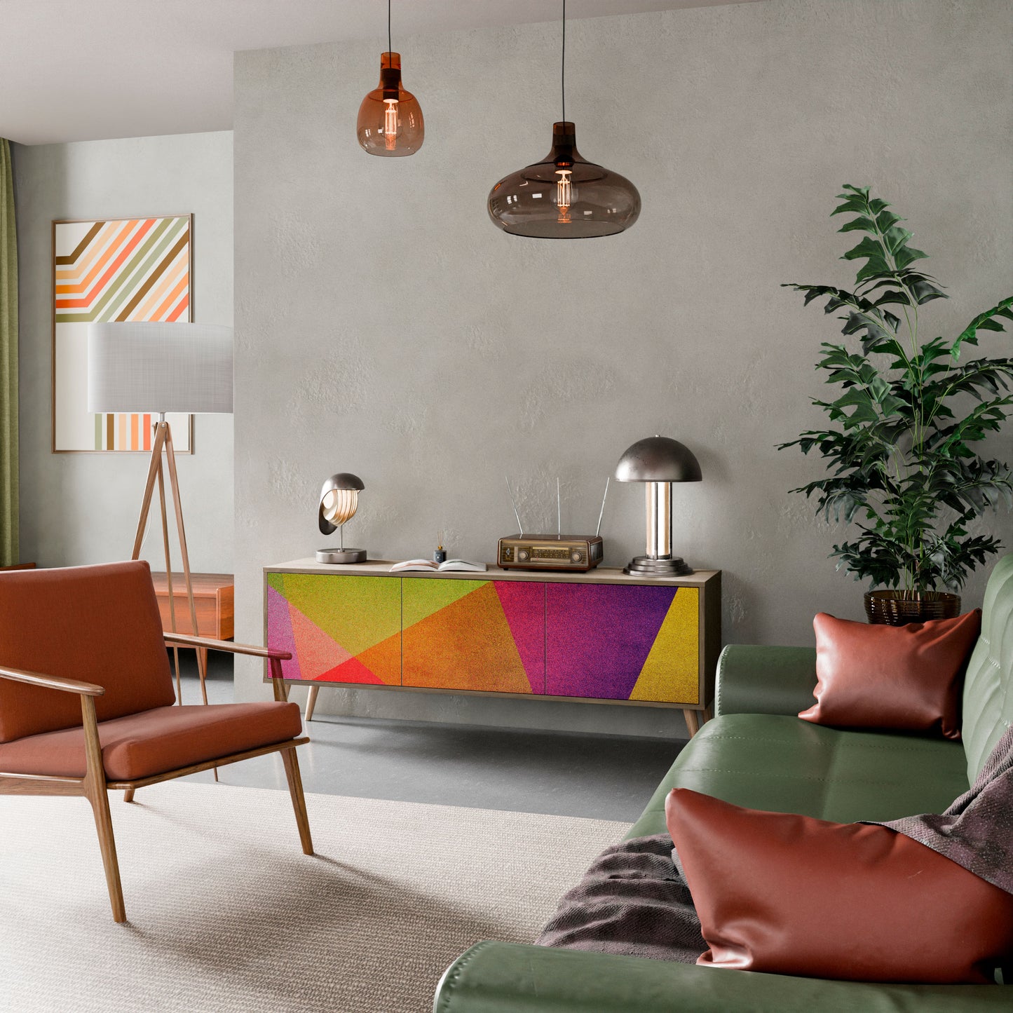 VIVID GEOMETRY Mobile TV a 3 Ante in Effetto Rovere