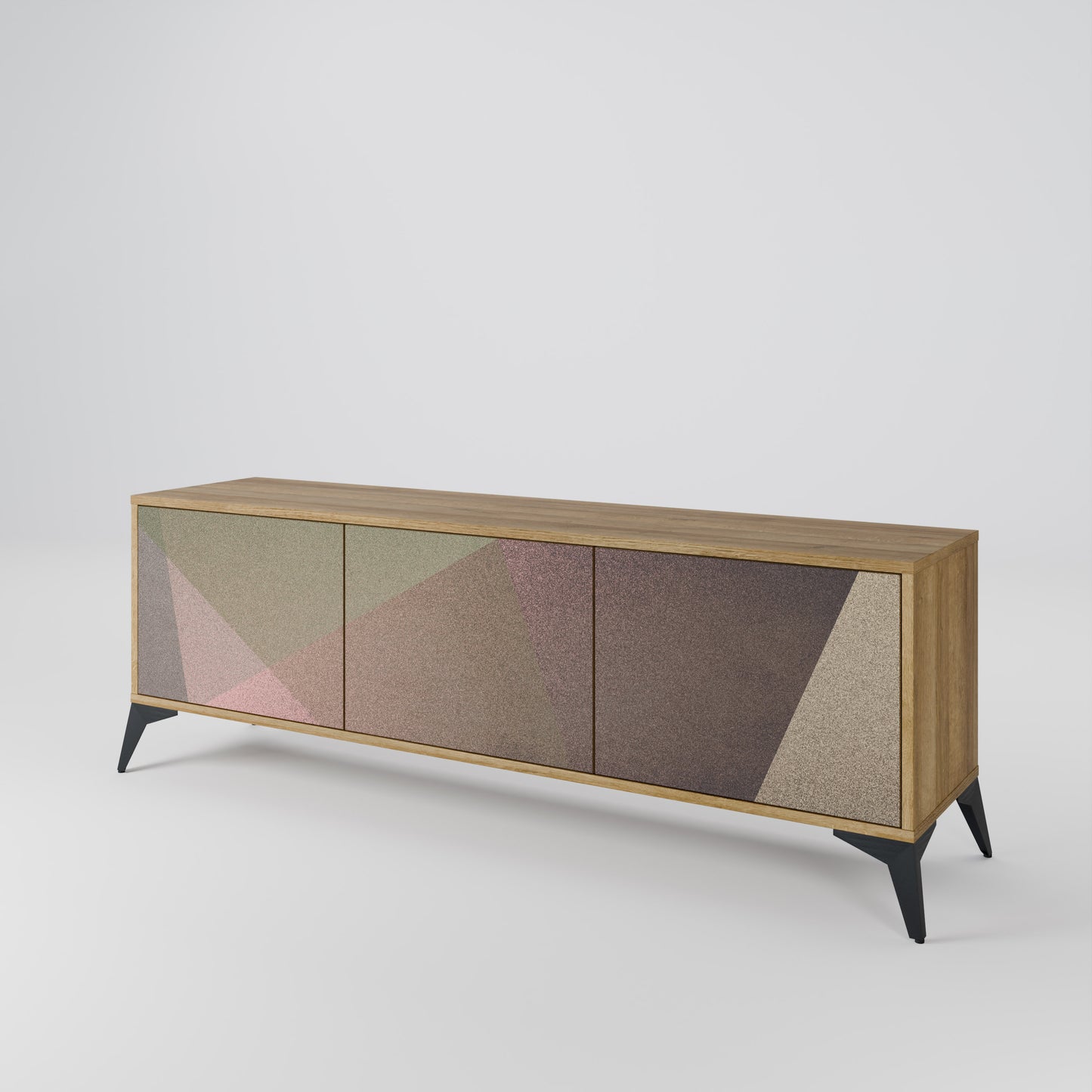Mobile TV BEIGE GEOMETRY a 3 ante in effetto rovere