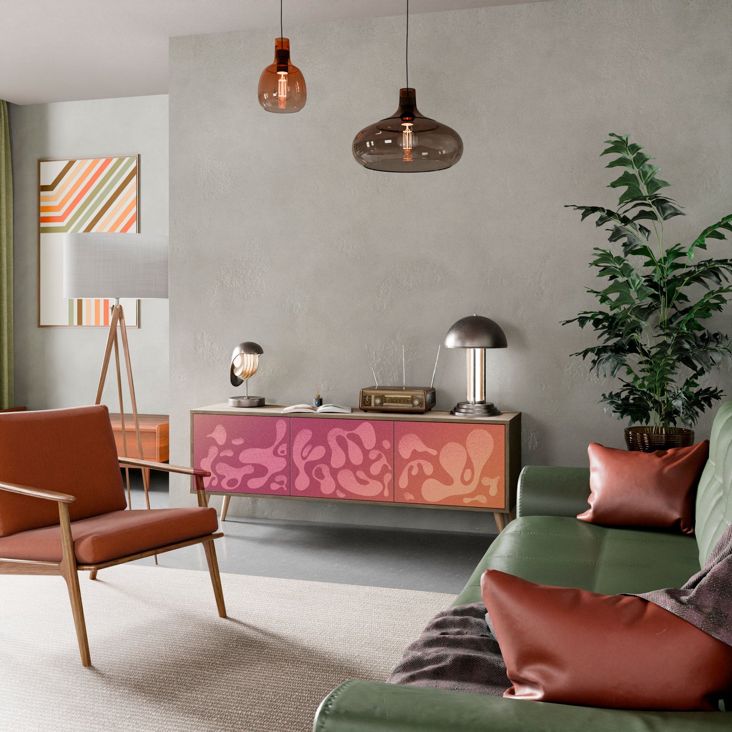 Mobile TV a 3 ante IRREGOLARE ROSA effetto rovere