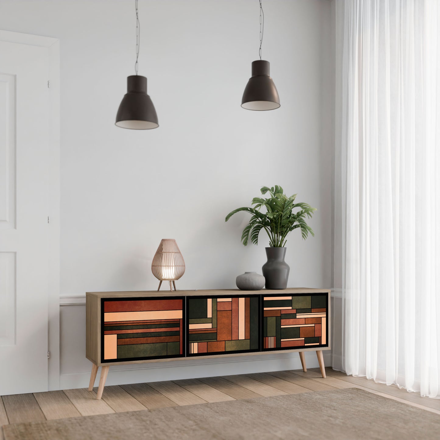 Mobile TV a 3 ante FIGURES OF NATURE in effetto rovere
