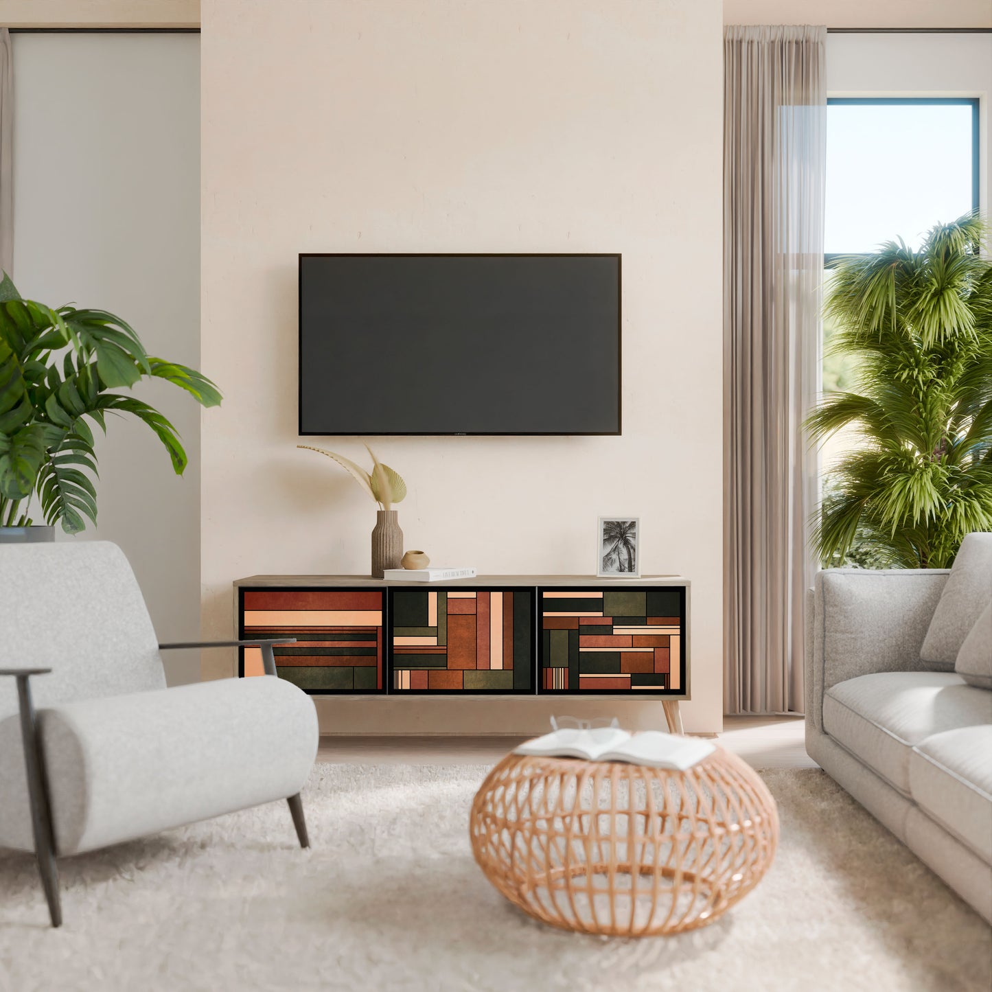Mobile TV a 3 ante FIGURES OF NATURE in effetto rovere