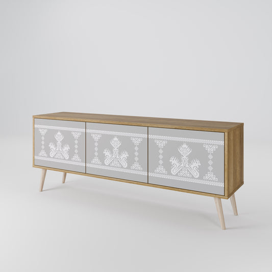 THAI GRAY 3-Door TV Stand in Oak Effect