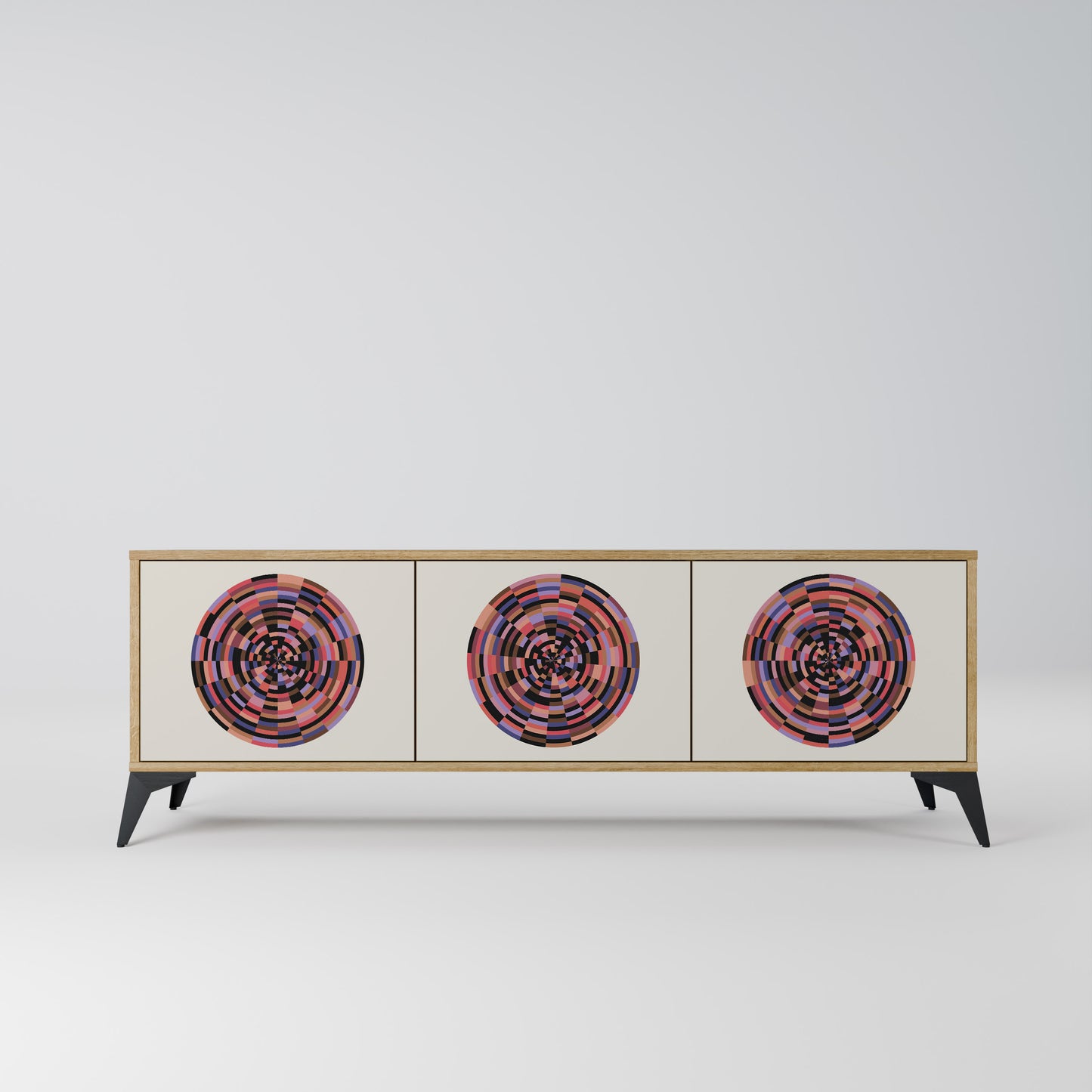 Mobile TV BROWN CIRCLES a 3 ante effetto rovere