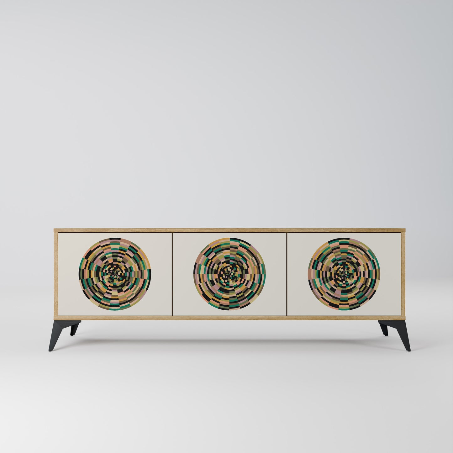 Mobile TV GREEN CIRCLES a 3 ante effetto rovere