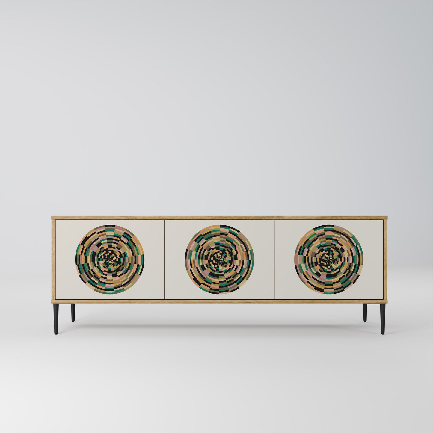 Mobile TV GREEN CIRCLES a 3 ante effetto rovere