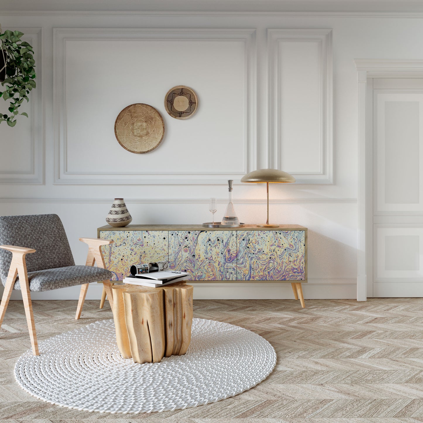 Mobile TV MOSAIC OF COLORS a 3 ante effetto rovere