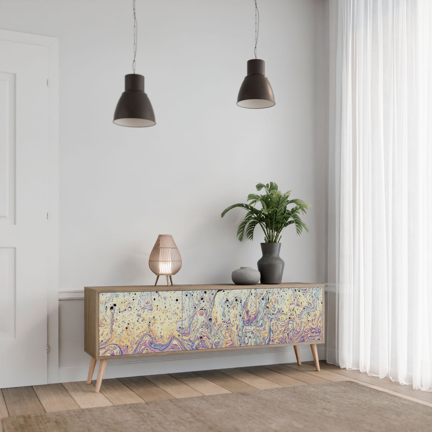 Mobile TV MOSAIC OF COLORS a 3 ante effetto rovere