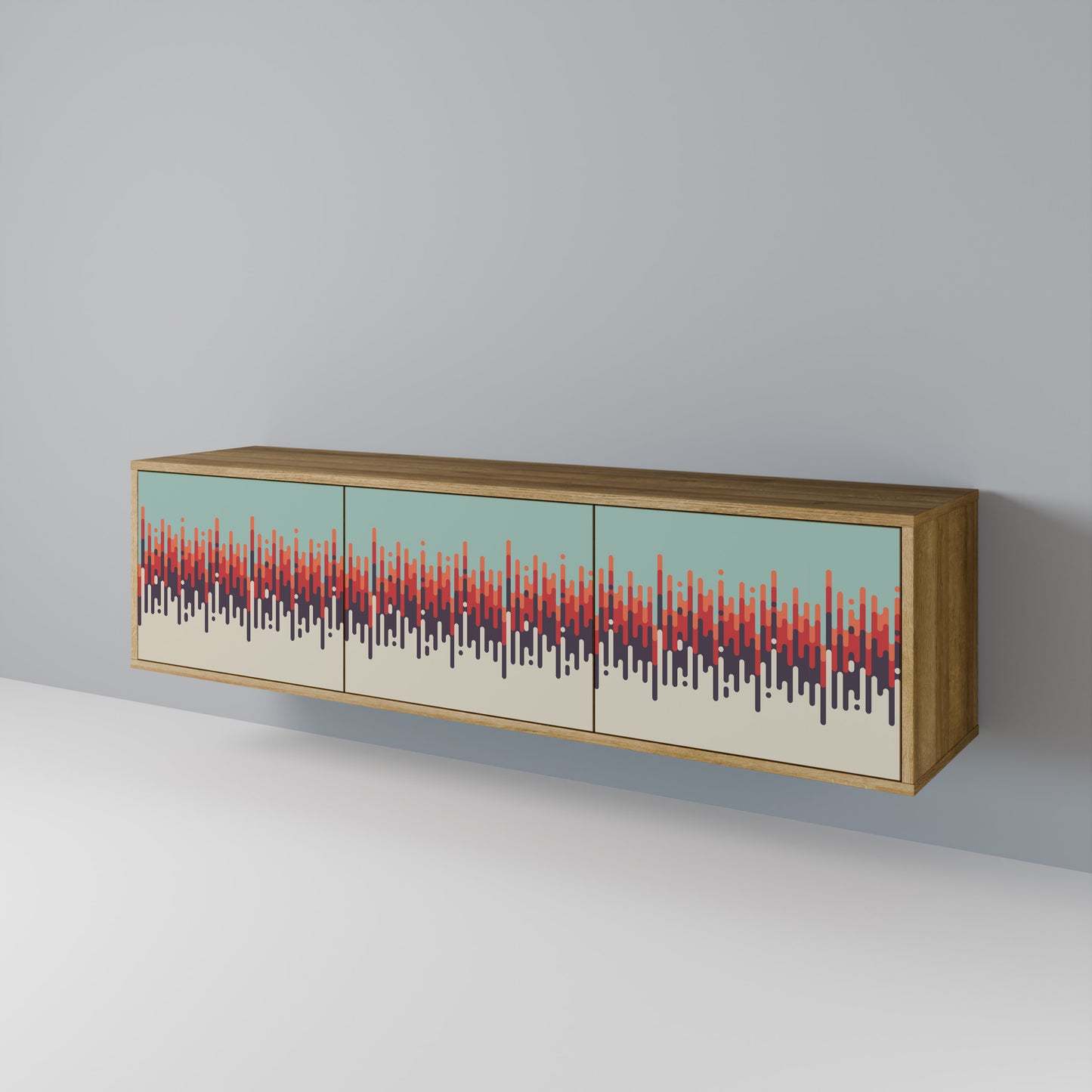 CHROMA CONTOURS Mobile TV a 3 ante in effetto rovere