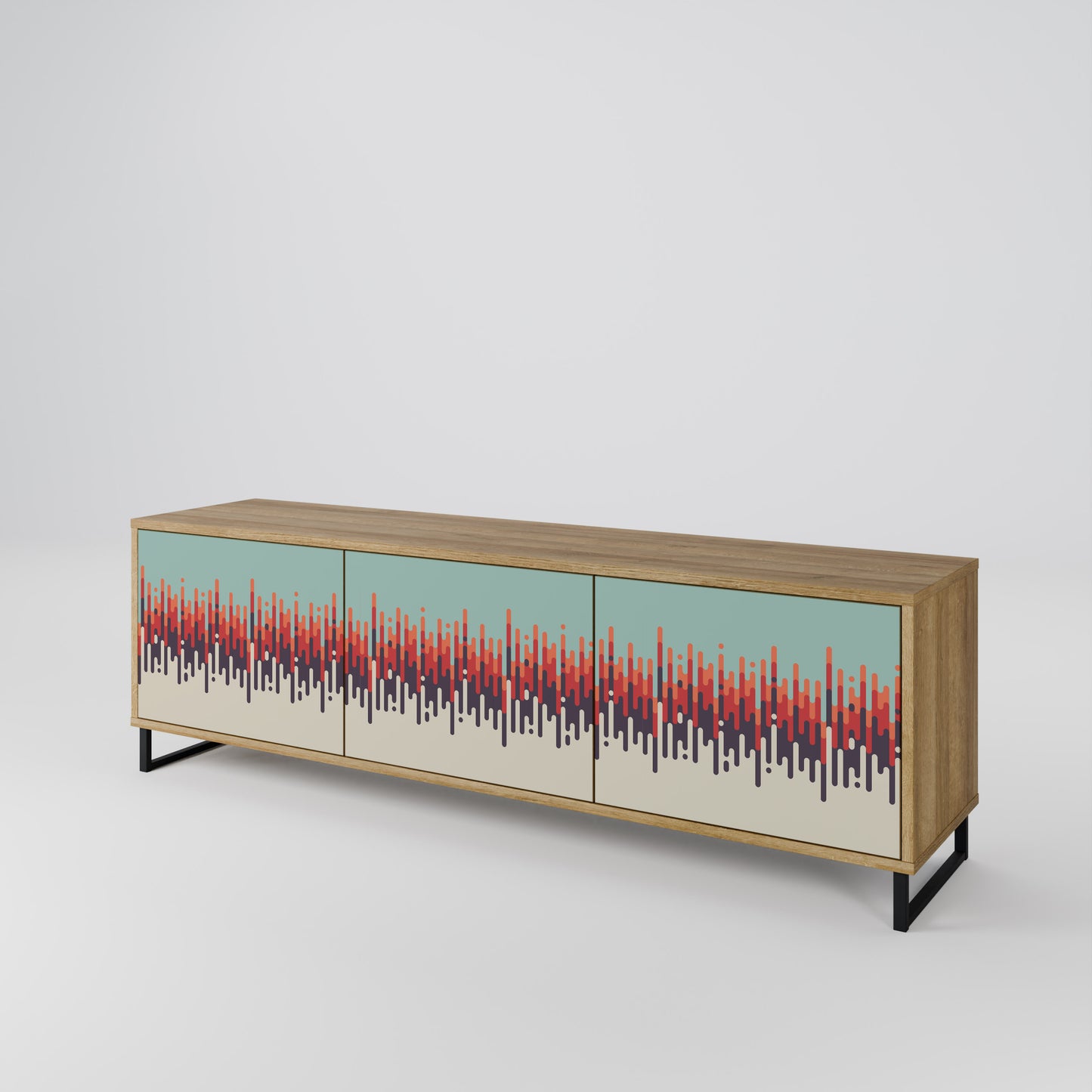 CHROMA CONTOURS Mobile TV a 3 ante in effetto rovere