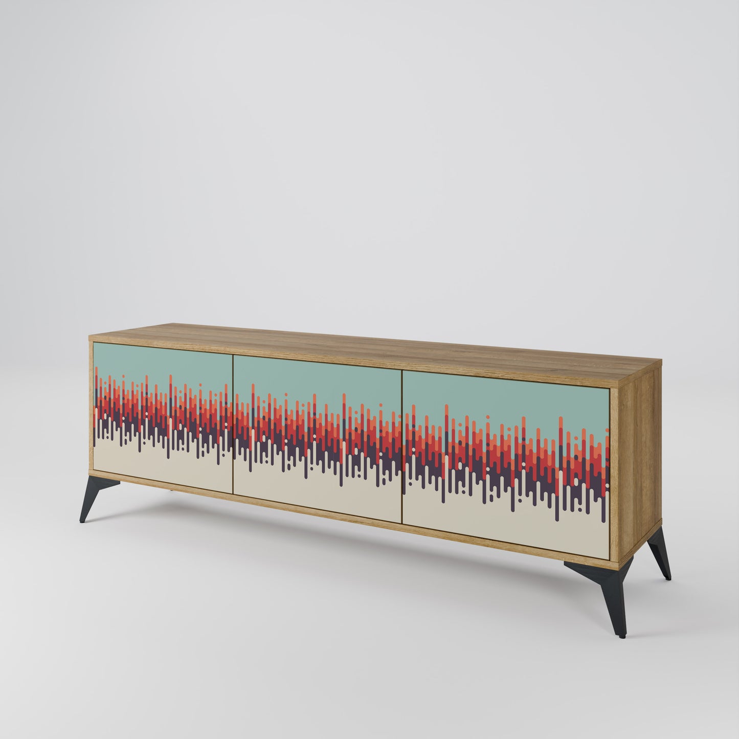 CHROMA CONTOURS Mobile TV a 3 ante in effetto rovere