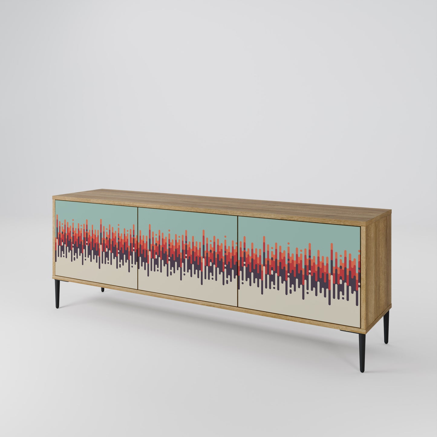 CHROMA CONTOURS Mobile TV a 3 ante in effetto rovere