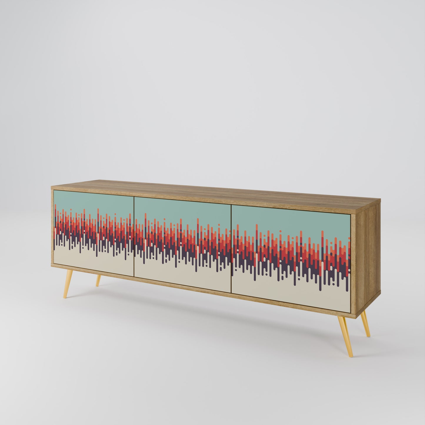 CHROMA CONTOURS Mobile TV a 3 ante in effetto rovere