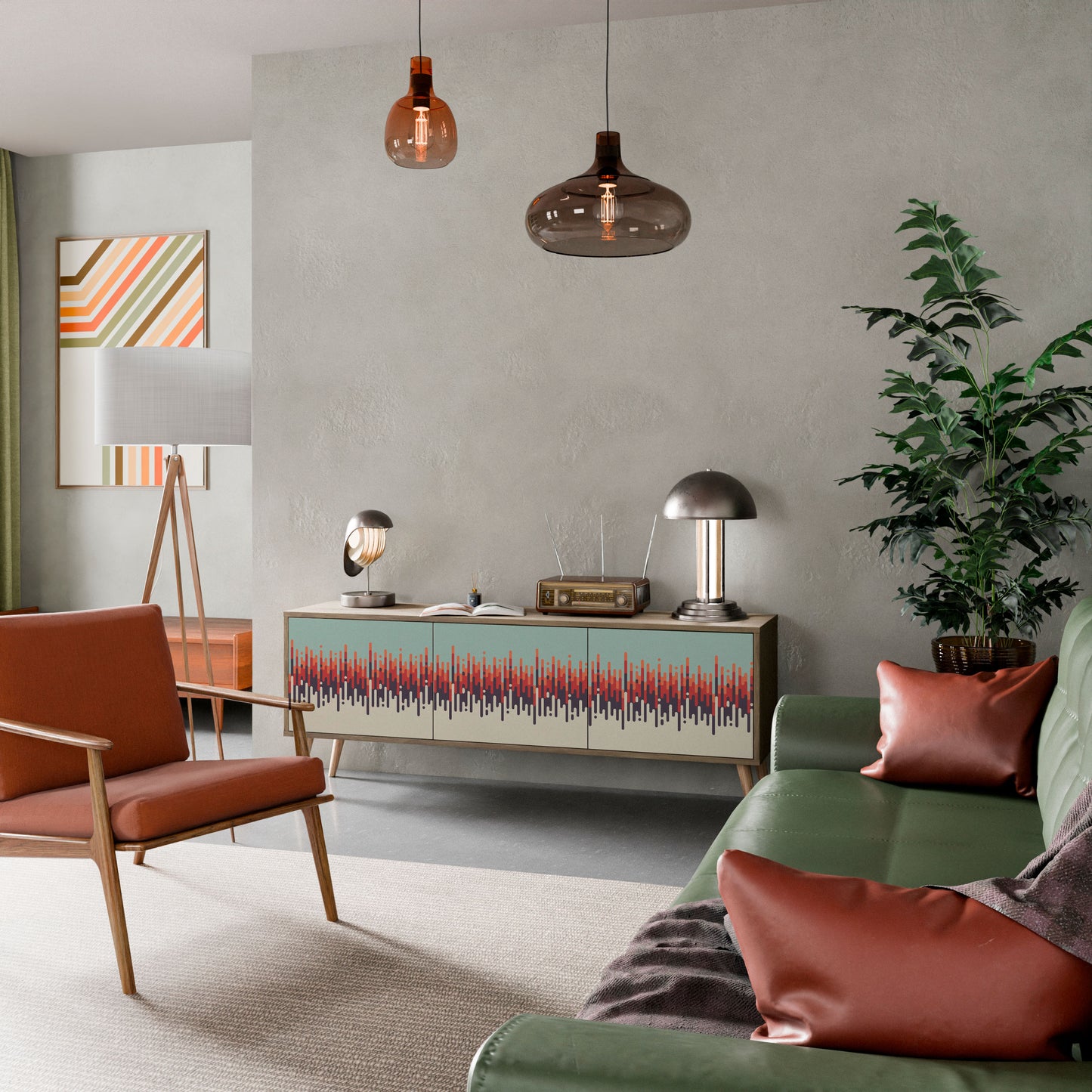 CHROMA CONTOURS Mobile TV a 3 ante in effetto rovere