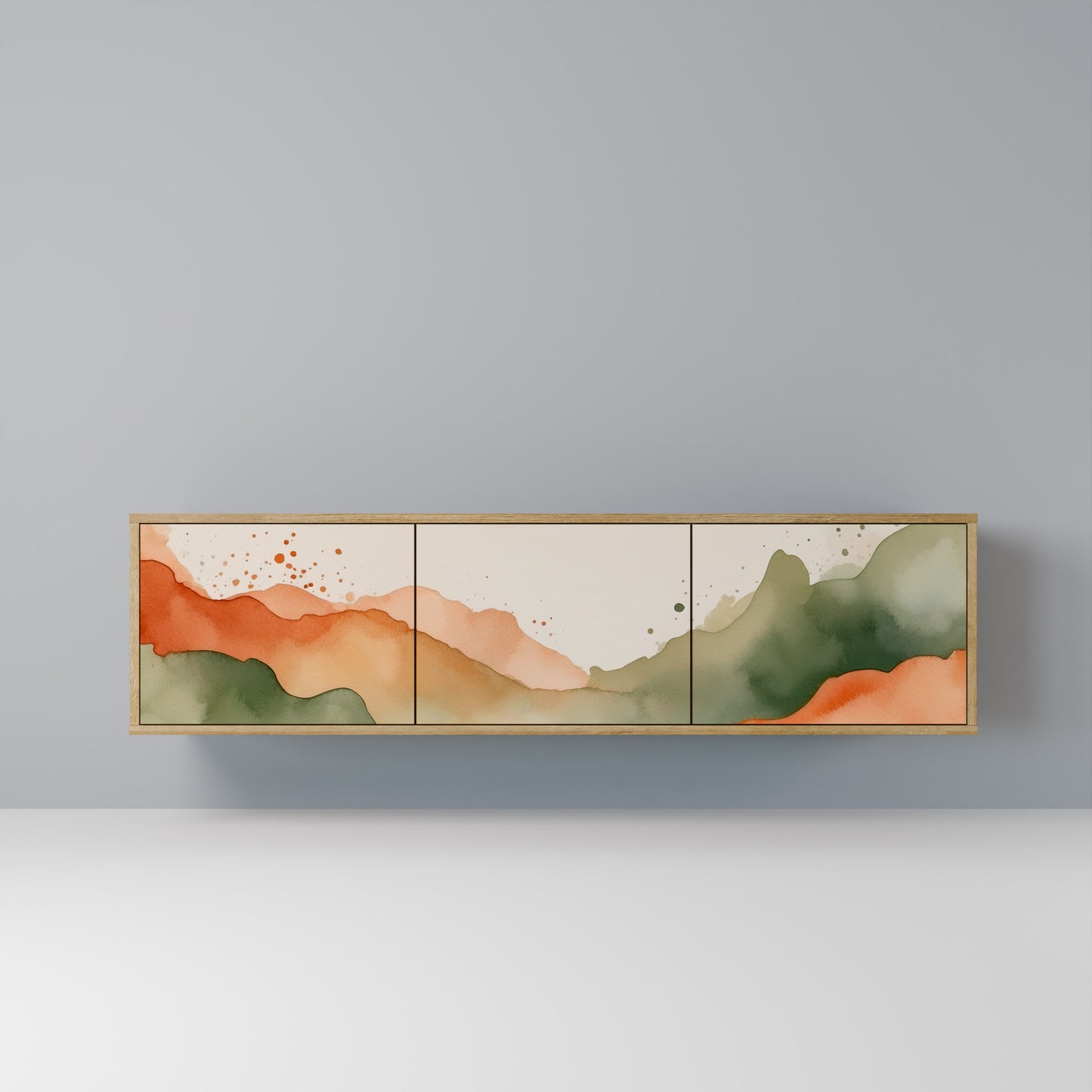 Porta TV a 3 ante WATERCOLOUR PEAKS in effetto rovere