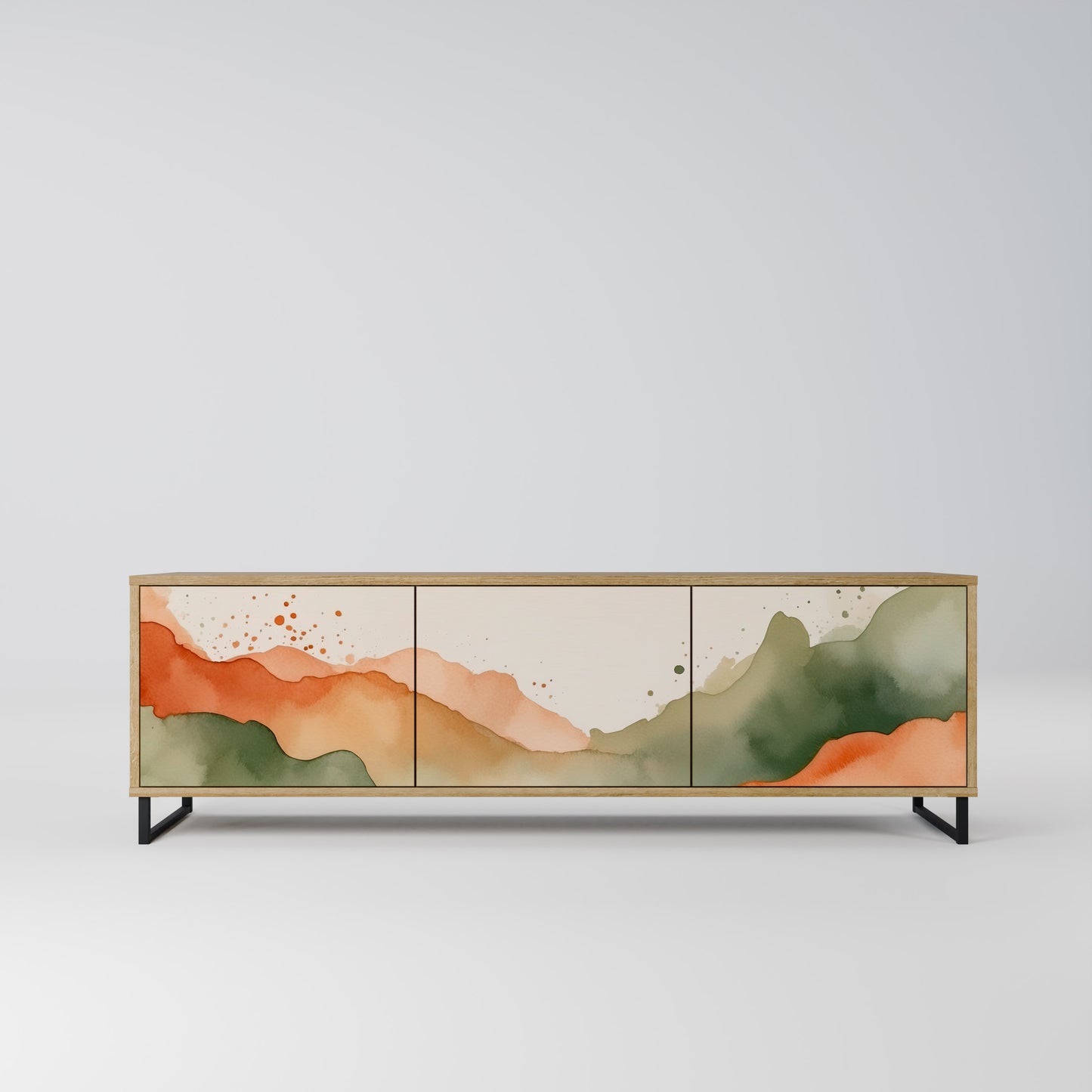 Porta TV a 3 ante WATERCOLOUR PEAKS in effetto rovere